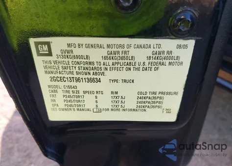 2006 Chevrolet Silverado 1500 Lt1 z USA, uszkodzony, nr VIN 2GCEC13T961136634